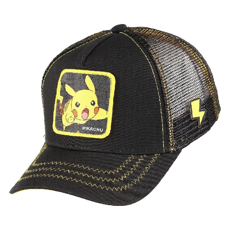 Gorra Pikachu Pokemon Parche Trucker Camionero Black Negra