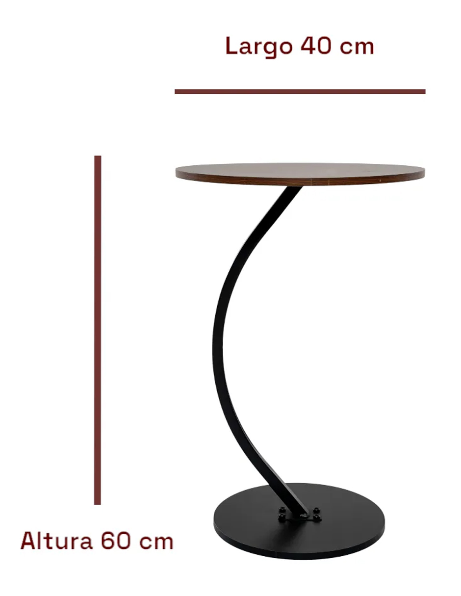 Mesa Centro Minimalista Auxiliar Circular Sala Moderna Marron Cocina Lateral Metal Mdf 