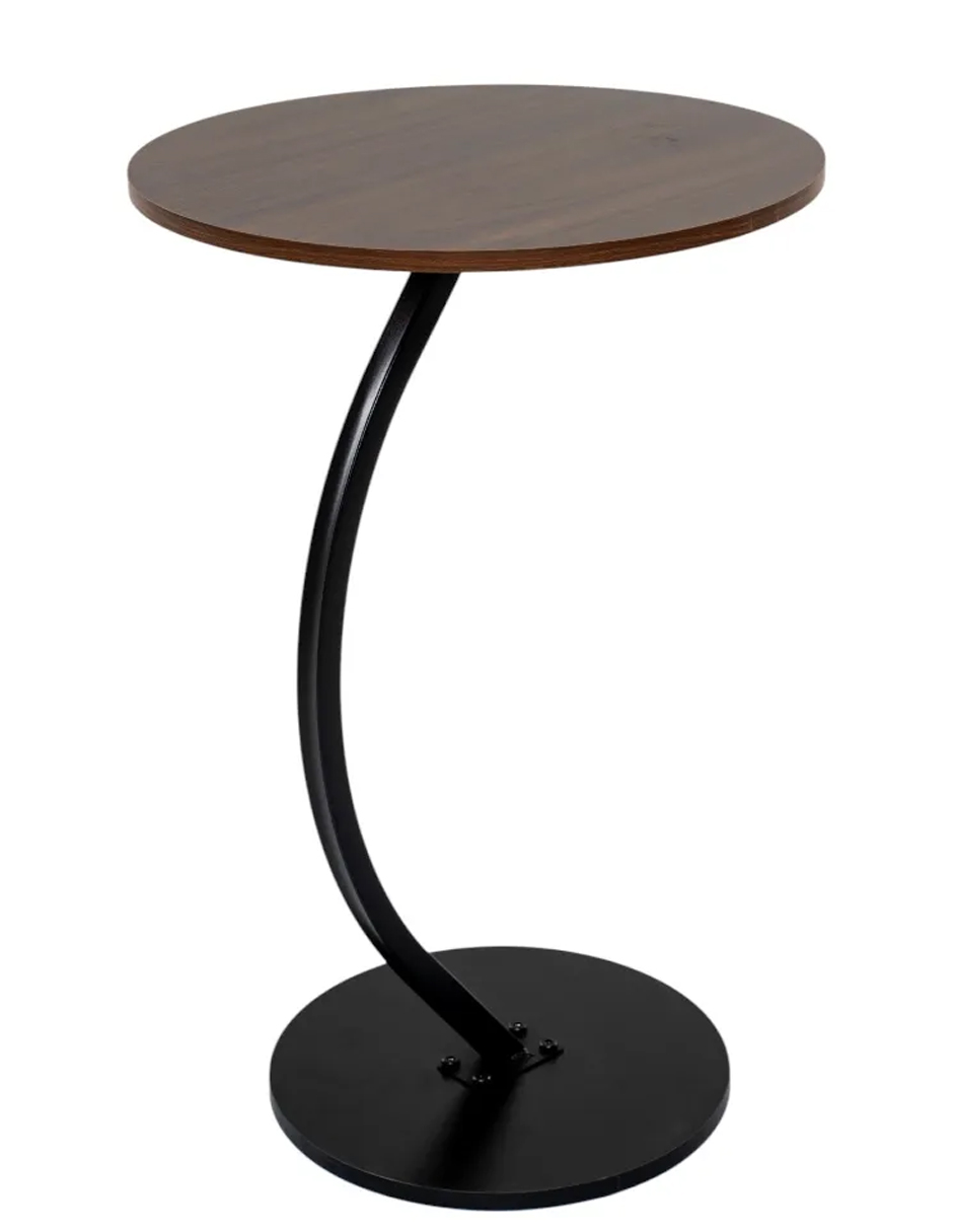 Mesa Centro Minimalista Auxiliar Circular Sala Moderna Marron Cocina Lateral Metal Mdf 