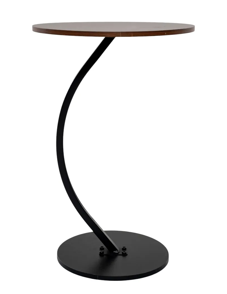 Mesa Centro Minimalista Auxiliar Circular Sala Moderna Marron Cocina Lateral Metal Mdf 