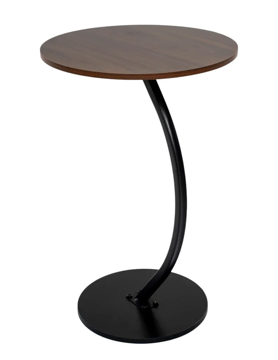 Mesa Centro Minimalista Auxiliar Circular Sala Moderna Marron Cocina Lateral Metal Mdf 