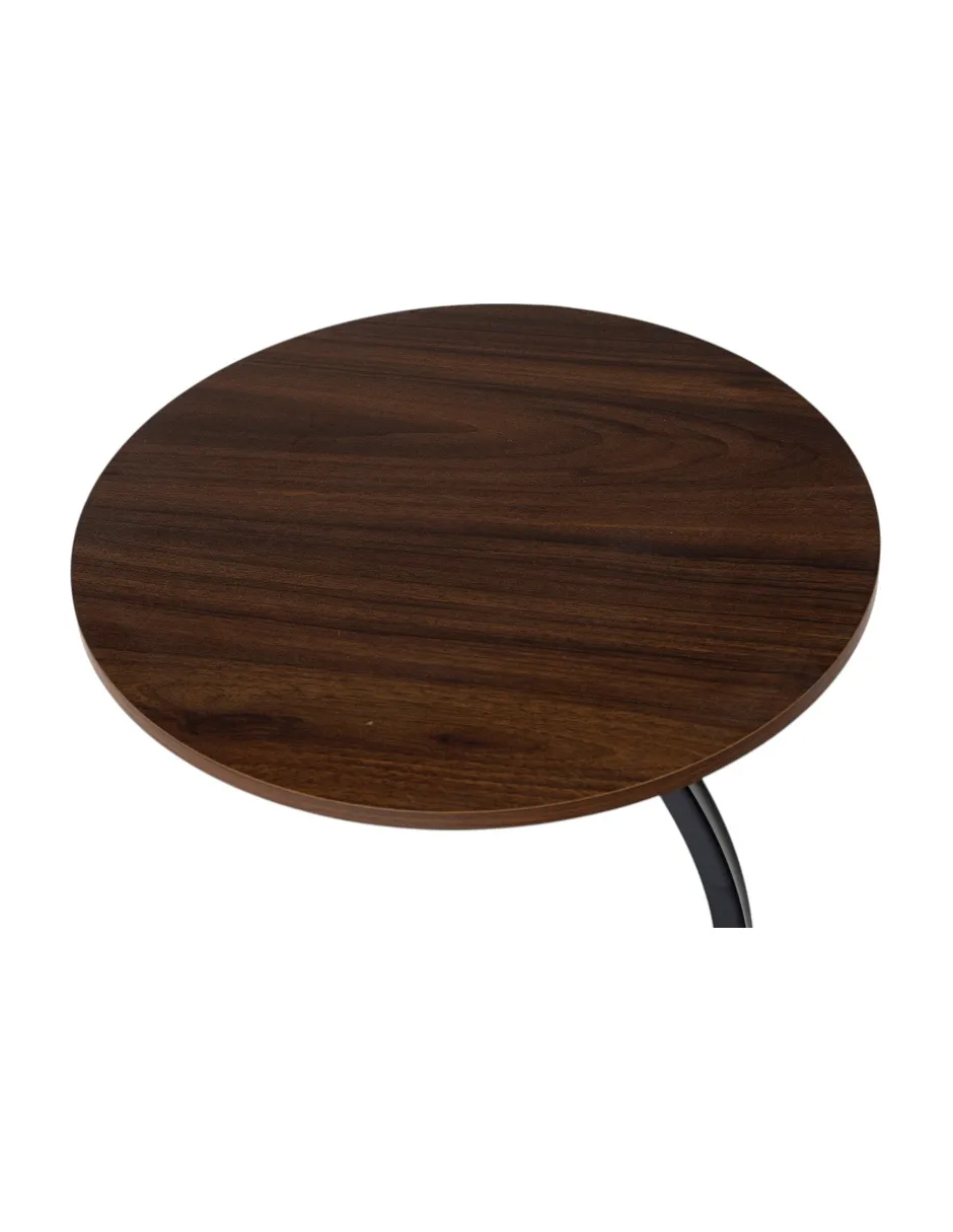 Mesa Centro Minimalista Auxiliar Circular Sala Moderna Marron Cocina Lateral Metal Mdf 