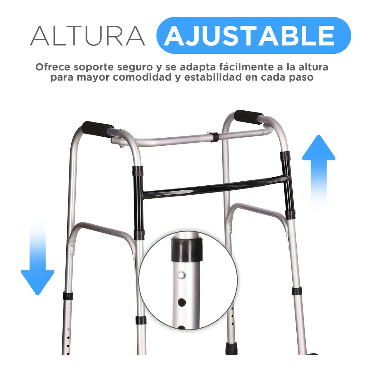 Andadera Fija Para Adulto Ortopédica Andador Plegable De Aluminio Negro