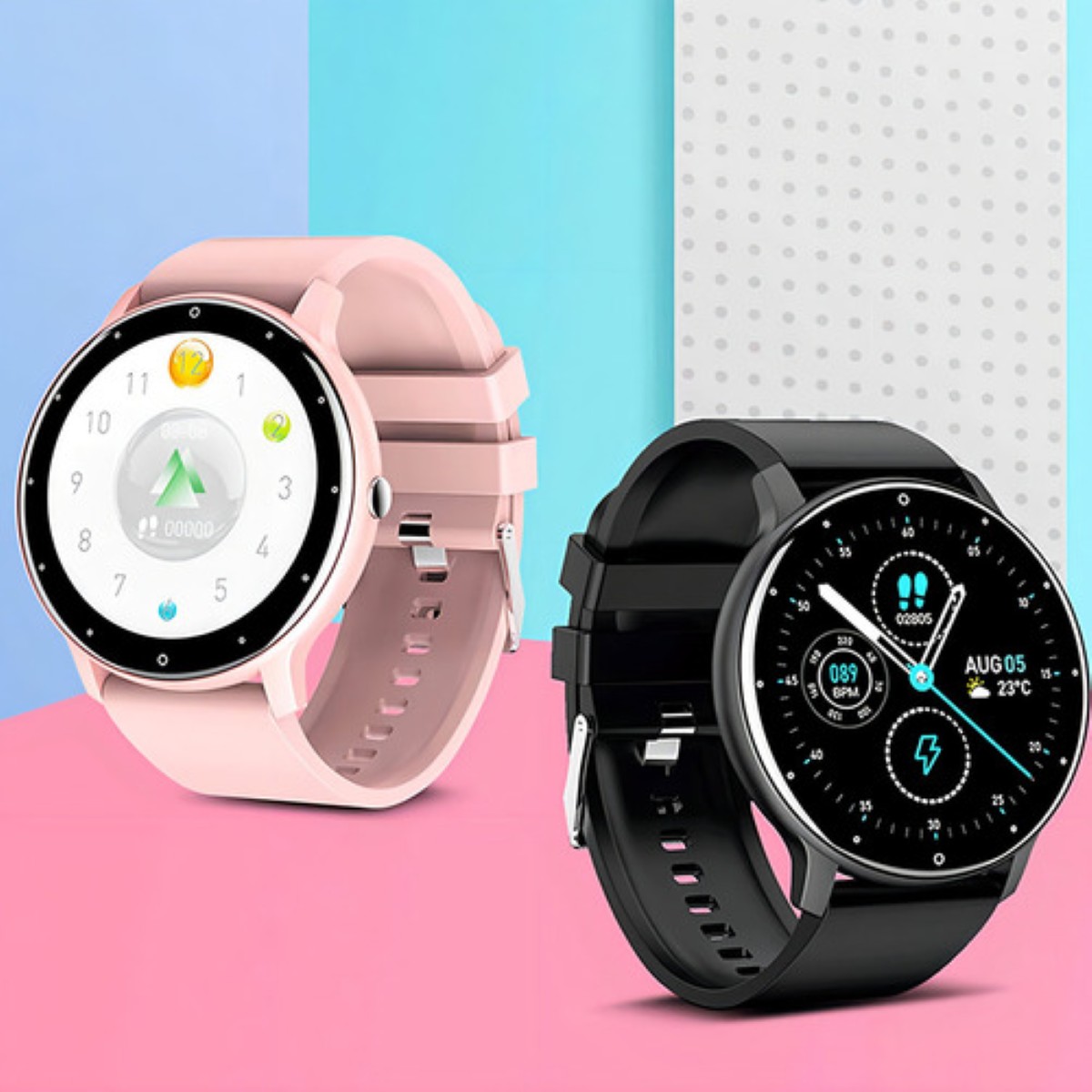 "Smartwatch Free Breath ZL02 caja rosa, malla rosa de silicona Rosa "