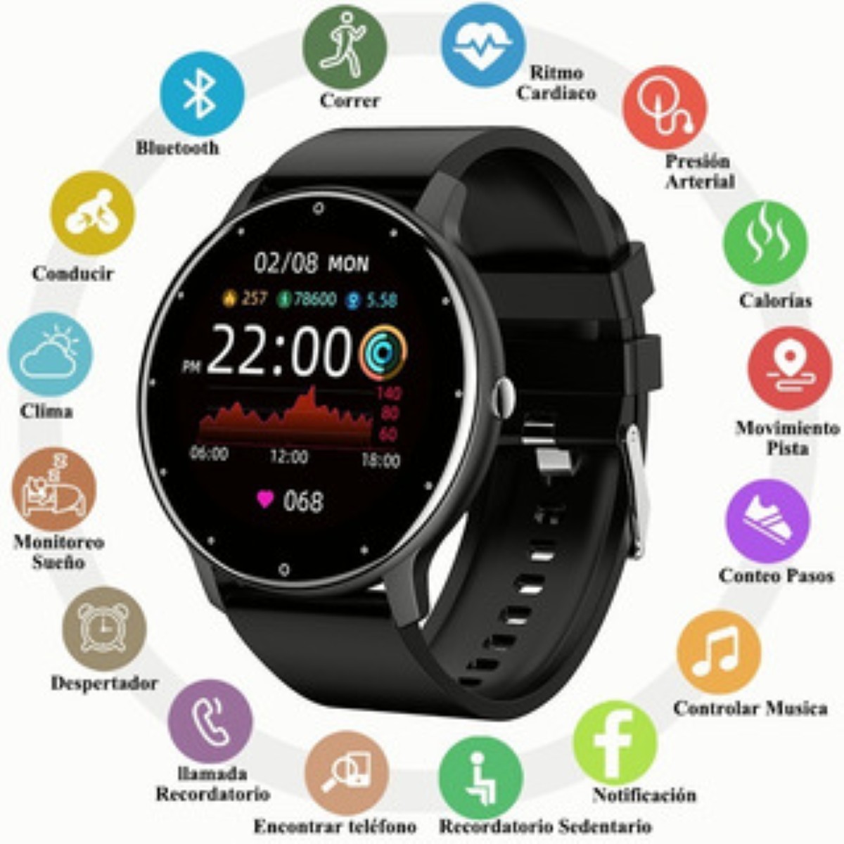"Smartwatch Free Breath ZL02 caja rosa, malla rosa de silicona Rosa "