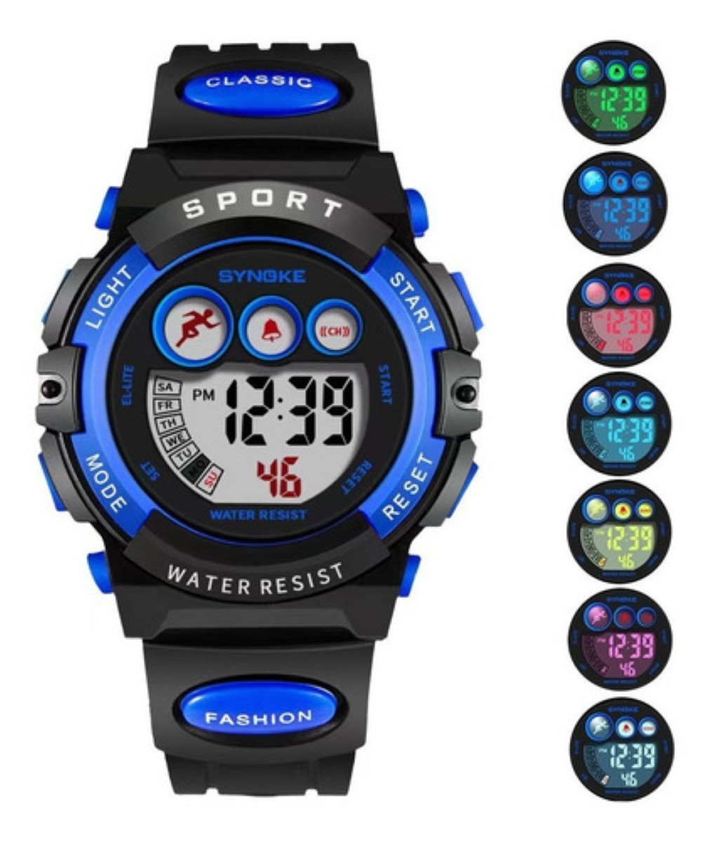 "Reloj Electrónico Para Niños Deportes A Prueba De Agua Azul negro  "