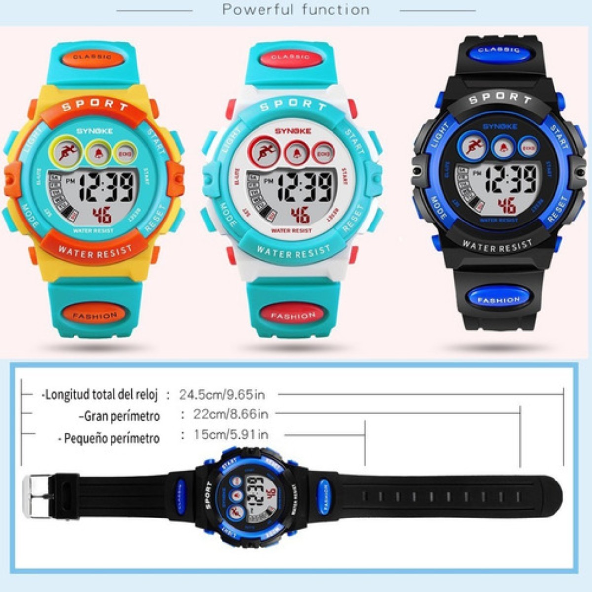 "Reloj Electrónico Para Niños Deportes A Prueba De Agua Azul negro  "