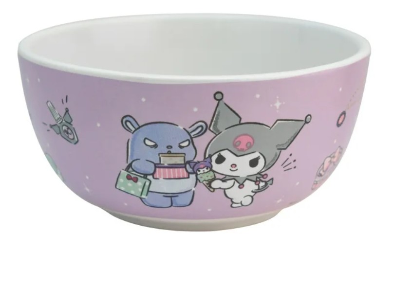Set Desayuno Individual, Vajilla Porcelana 2 Piezas, Diseño Kuromi Sanrio con Caja de Regalo