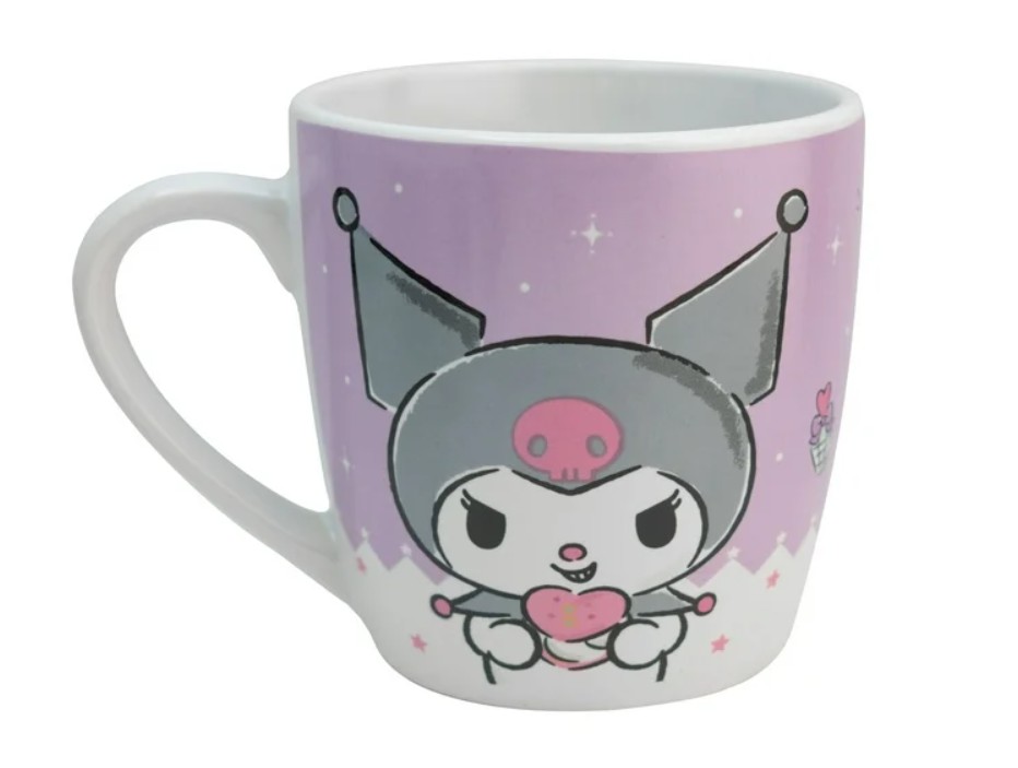 Set Desayuno Individual, Vajilla Porcelana 2 Piezas, Diseño Kuromi Sanrio con Caja de Regalo