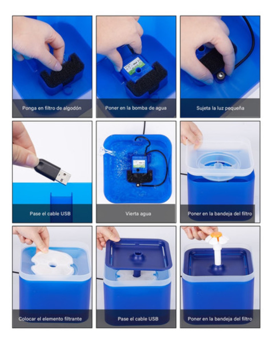 "Fuente Automática Con Filtro Para Perros Y Gatos 67oz/2.0l AZUL