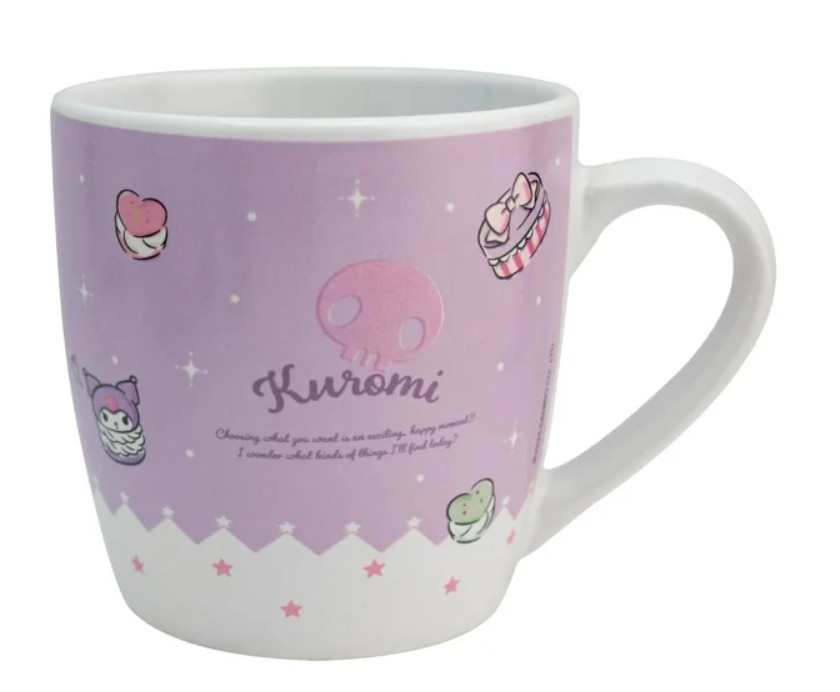 Set Desayuno Individual, Vajilla Porcelana 2 Piezas, Diseño Kuromi Sanrio con Caja de Regalo