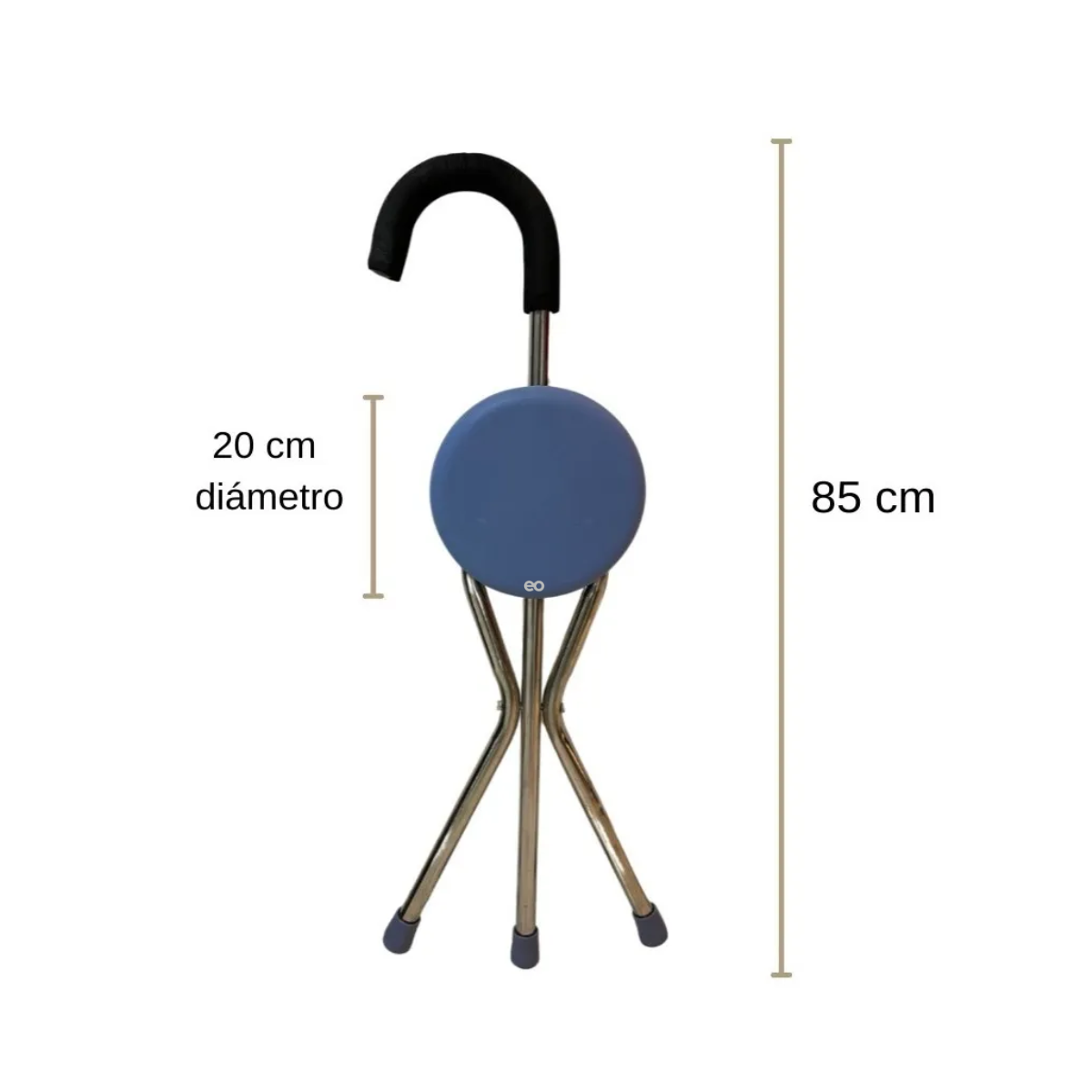 Bastón Con Asiento Plegable De 3 Apoyos