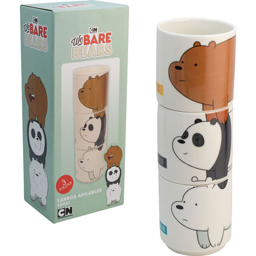 Osos Escandalosos Set 3 Tazas Apilables De Cerámica 330 Ml con Caja de Regalo