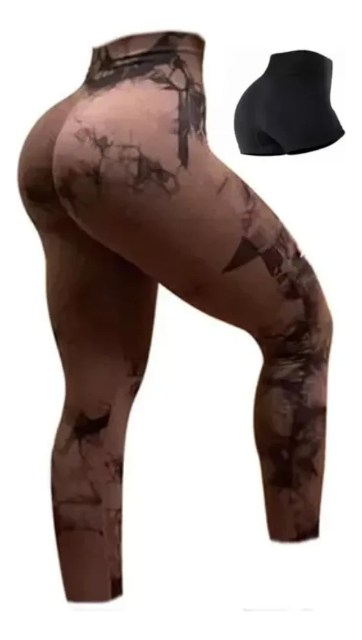 2pzs Leggins Deportivos Gym Licra Mujer Tie-dye Push Up Yoga TALLA GRANDE