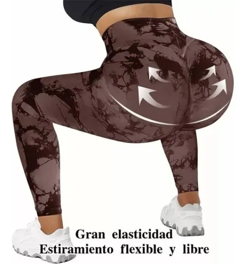 2pzs Leggins Deportivos Gym Licra Mujer Tie-dye Push Up Yoga TALLA GRANDE