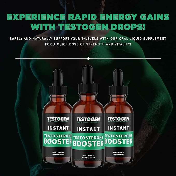 Testogen Instant Testosterone Booster - Gotas de refuerzo de testosterona instantánea 