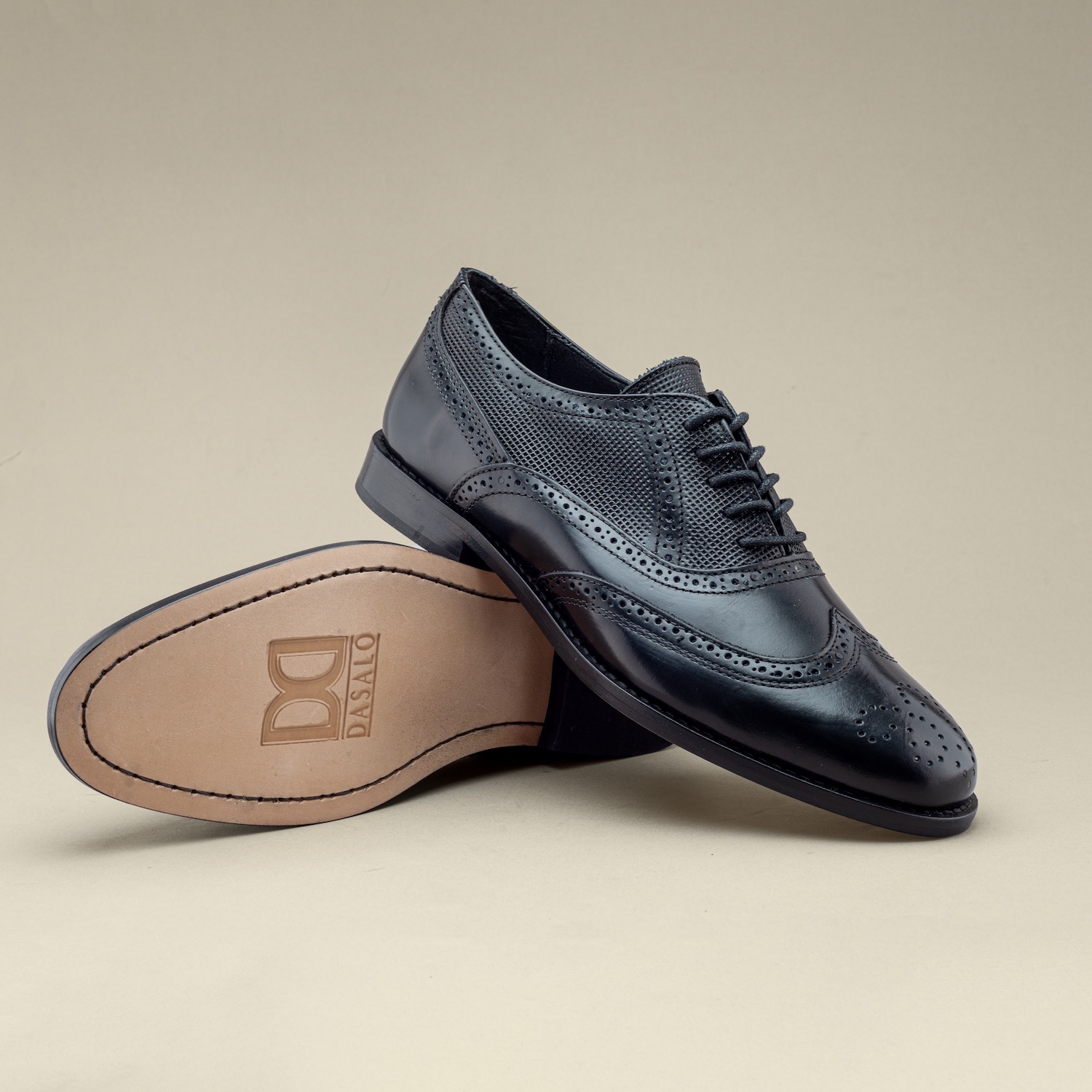 Zapato Oxford Bostoniano de Piel Negra para Hombre