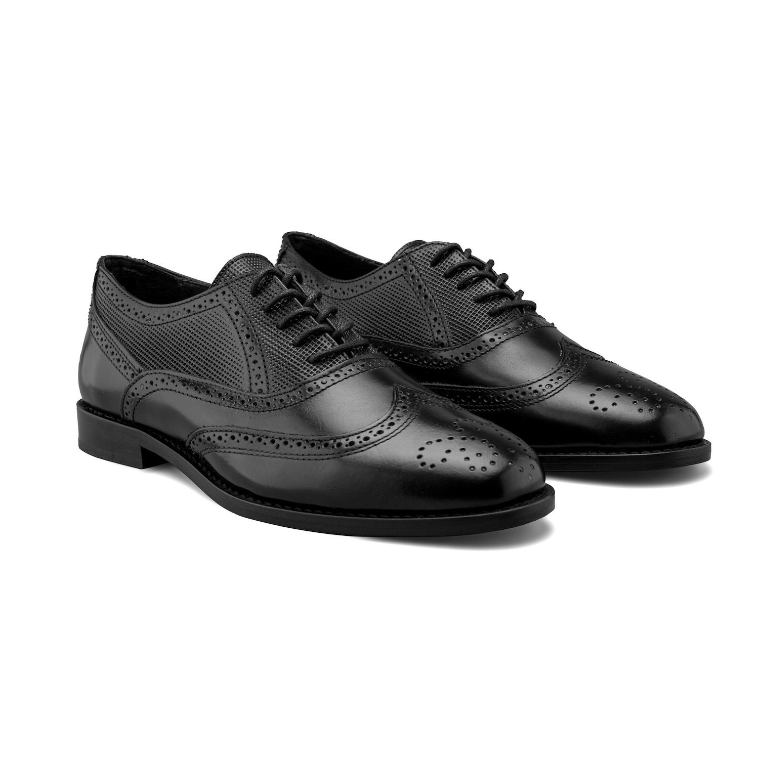 Zapato Oxford Bostoniano de Piel Negra para Hombre