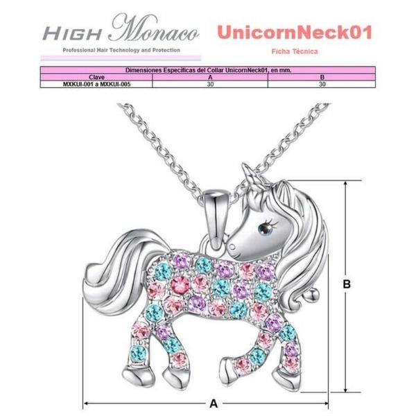Cadenas de Unicornios MXKUI-001 1Pza Unicornio Plata Metal Cadena y Dije, UnicornNeck01