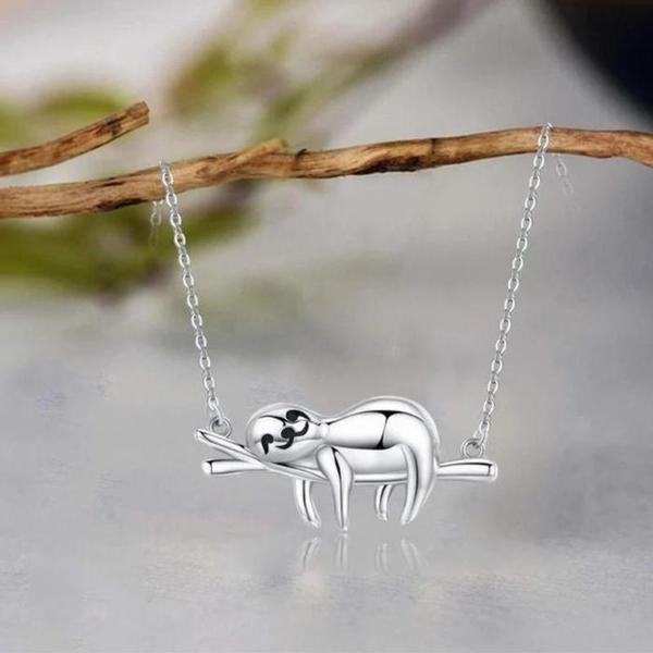 Collar de Oso Perezoso MXYSV-001 1Pza Oso PerezosoRama Gris Metal Cadena y Dije, SlothyNeck05