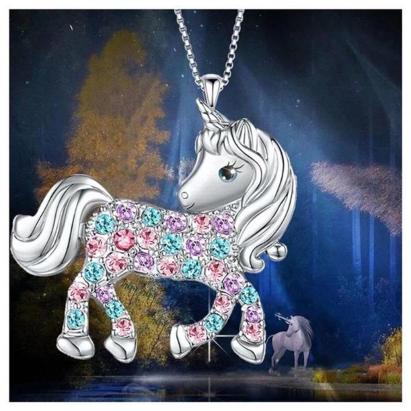 Cadenas de Unicornios MXKUI-001 1Pza Unicornio Plata Metal Cadena y Dije, UnicornNeck01
