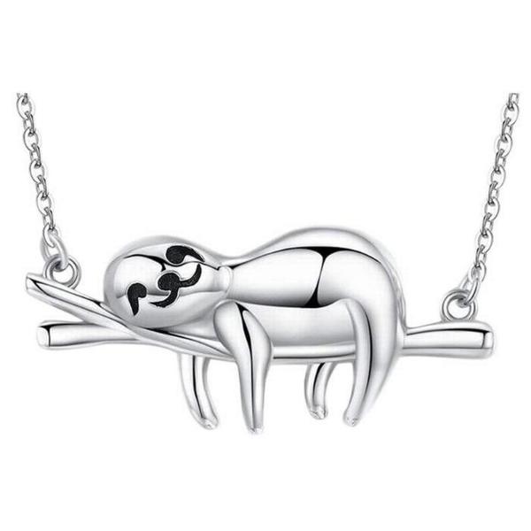 Collar de Oso Perezoso MXYSV-001 1Pza Oso PerezosoRama Gris Metal Cadena y Dije, SlothyNeck05
