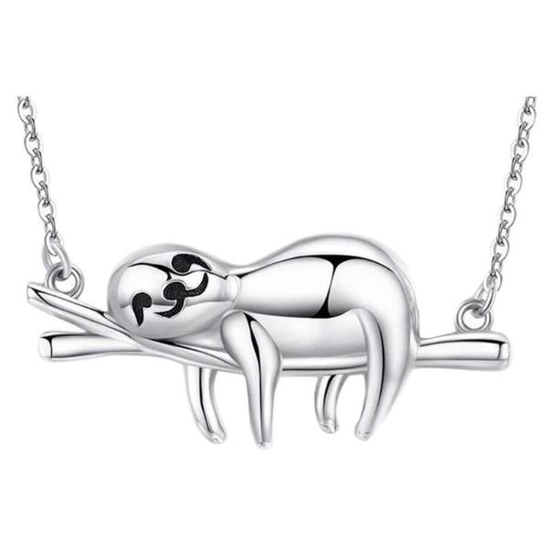 Collar de Oso Perezoso MXYSV-001 1Pza Oso PerezosoRama Gris Metal Cadena y Dije, SlothyNeck05