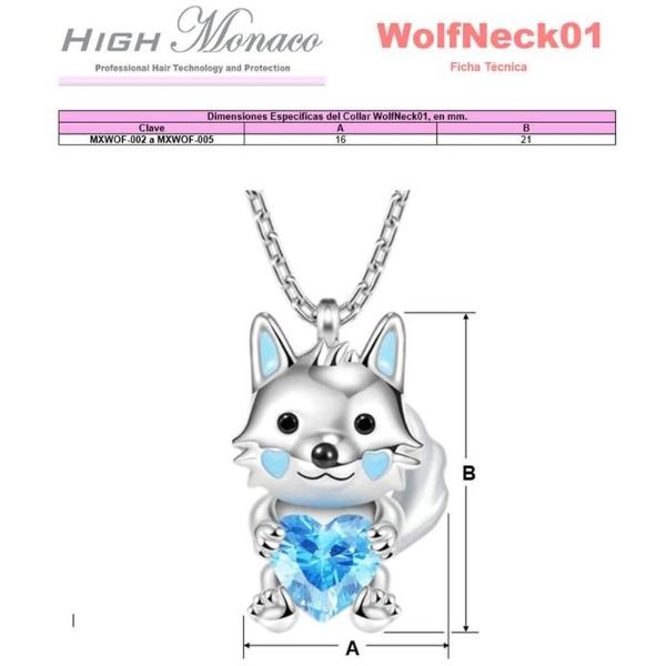 Cadenas con Dije MXWOF-001 1Pza Lobo PlataAzul Metal Cadena y Dije, WolfNeck01