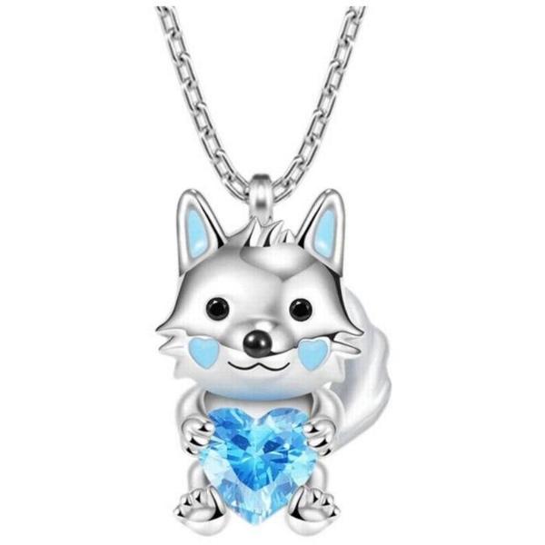 Cadenas con Dije MXWOF-001 1Pza Lobo PlataAzul Metal Cadena y Dije, WolfNeck01