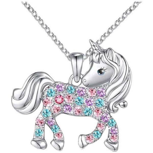 Cadenas de Unicornios MXKUI-001 1Pza Unicornio Plata Metal Cadena y Dije, UnicornNeck01