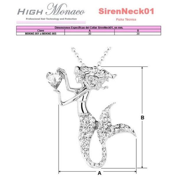 Collares de Sirena MXKNE-001 1Pza SirenaCirconia Plata Metal Cadena y Dije, MermaidNeck01
