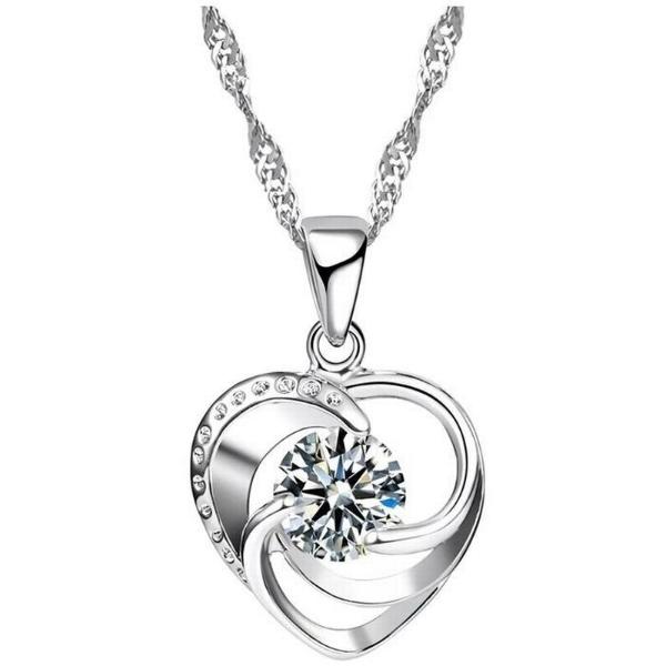 Joyería de moda MXKEN-001 1Pza Corazón Plata 925 CadenaAretes y Dije, HeartNeck09