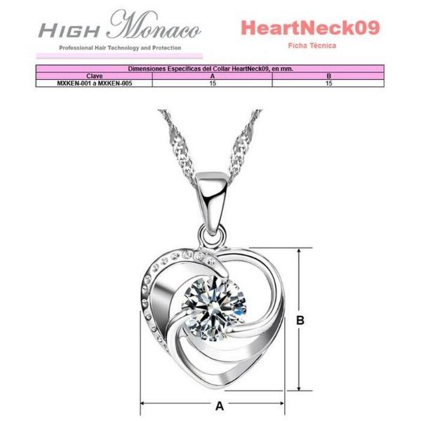 Joyería de moda MXKEN-001 1Pza Corazón Plata 925 CadenaAretes y Dije, HeartNeck09