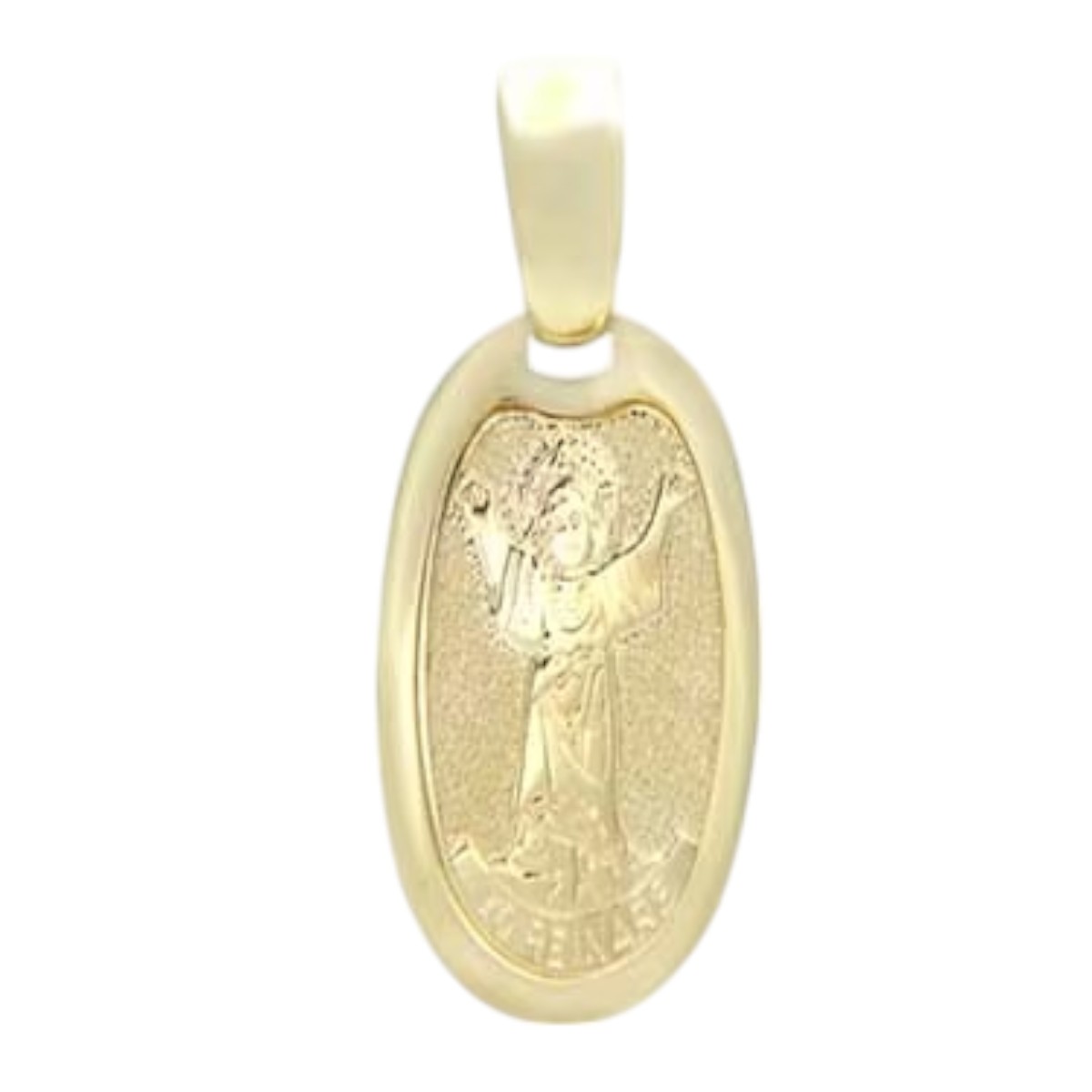 Medalla Ovalada Santo Niño en Estilo italiano con Bisel Pulido en Oro de 14 K + Obsequio