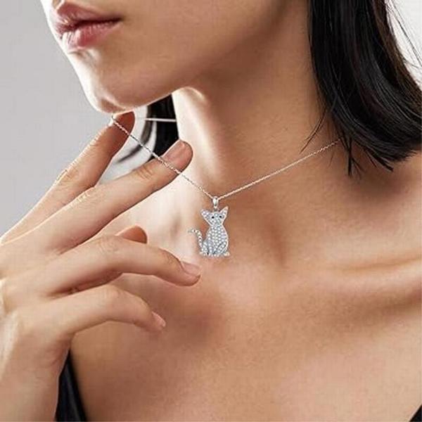 Bonitas Cadenas de Gatos MXGKN-001 1Pza Oriental Shorthair Plata Metal Cadena y Dije, CatNeck02