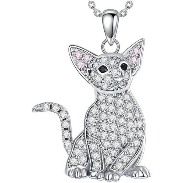 Bonitas Cadenas de Gatos MXGKN-001 1Pza Oriental Shorthair Plata Metal Cadena y Dije, CatNeck02
