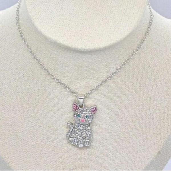 Cadenas de gatos MXKGN-001 1Pza Silver Cat Plata Cadena y Dije, CatNeck04