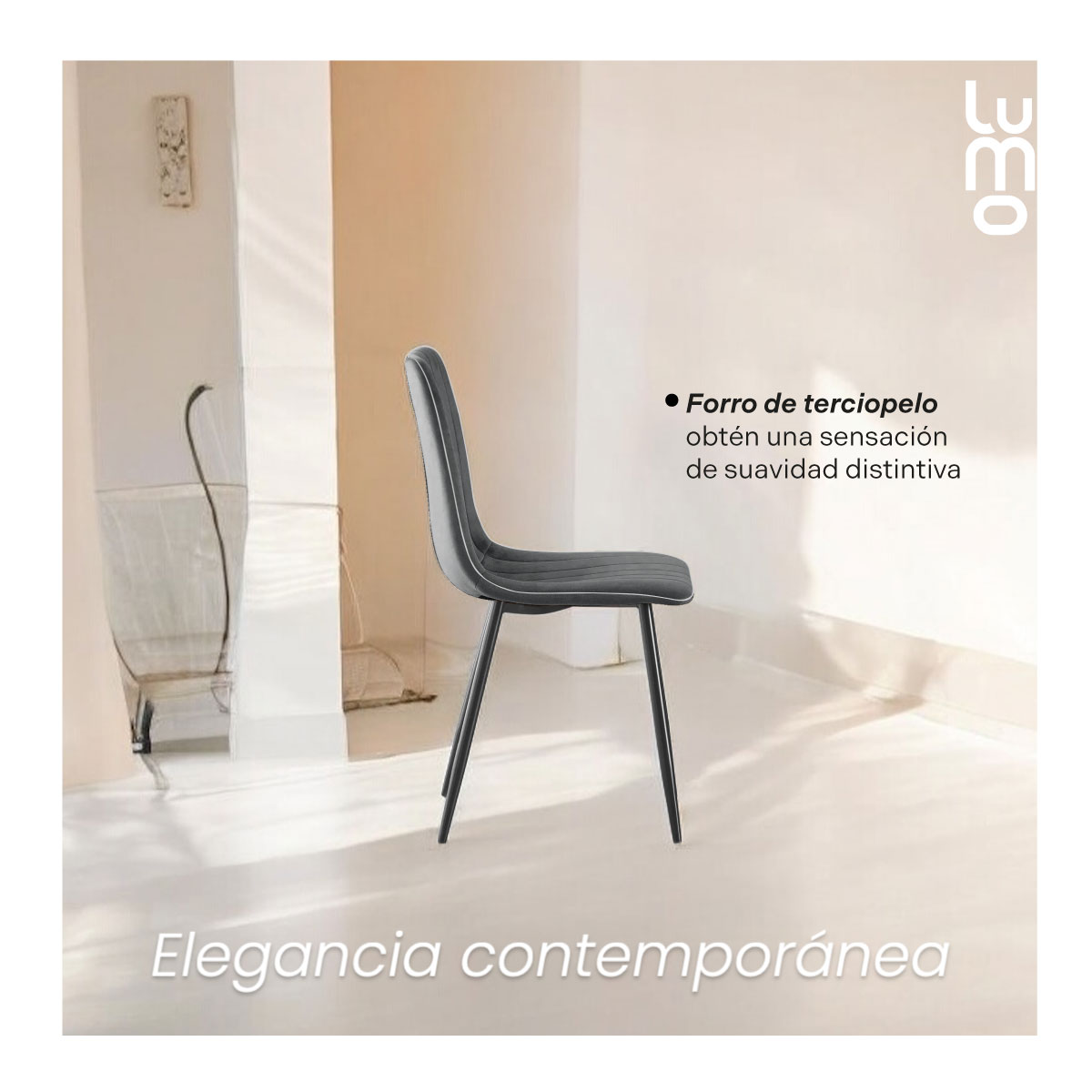 Set 2 Sillas Comedor Velvet Tapizada Terciopelo Sala Eames