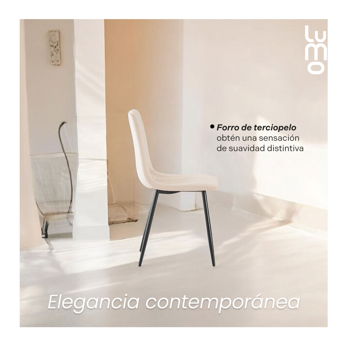 Set 2 Sillas Comedor Velvet Tapizada Terciopelo Sala Eames