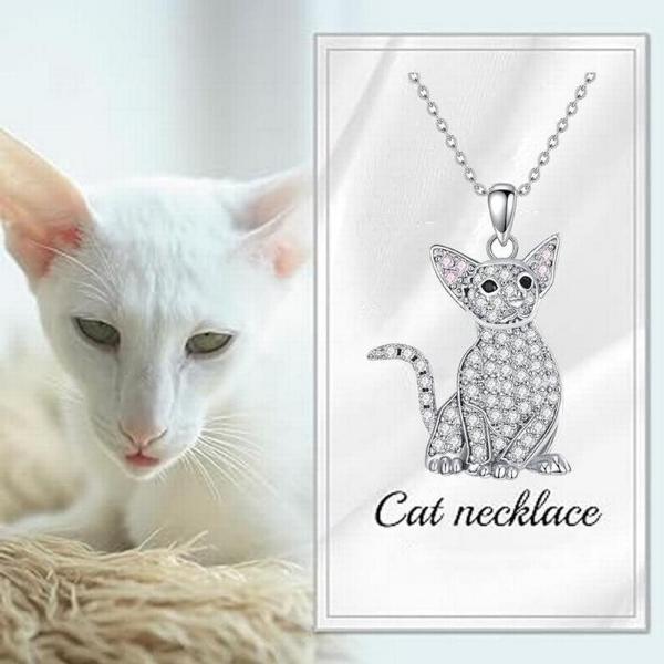 Bonitas Cadenas de Gatos MXGKN-001 1Pza Oriental Shorthair Plata Metal Cadena y Dije, CatNeck02