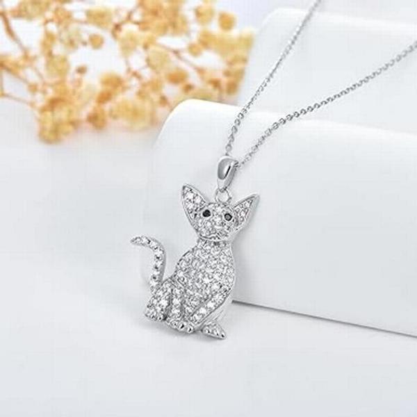 Bonitas Cadenas de Gatos MXGKN-001 1Pza Oriental Shorthair Plata Metal Cadena y Dije, CatNeck02