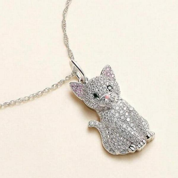 Cadenas de gatos MXKGN-001 1Pza Silver Cat Plata Cadena y Dije, CatNeck04