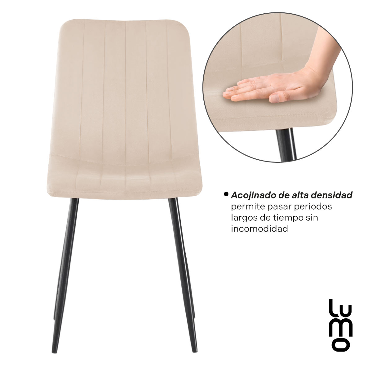 Set 2 Sillas Comedor Velvet Tapizada Terciopelo Sala Eames