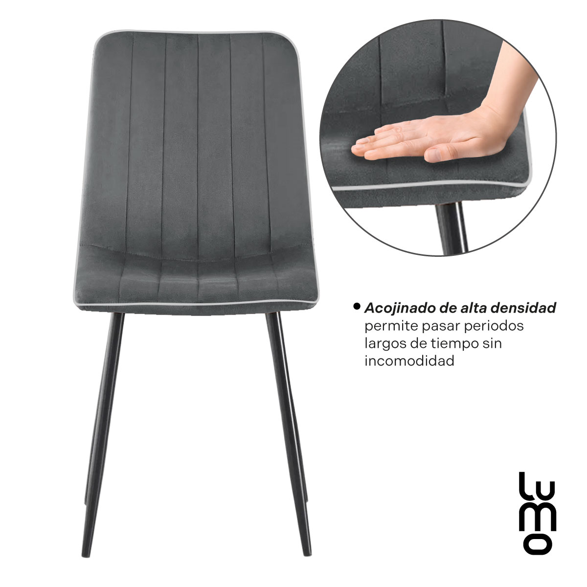 Set 2 Sillas Comedor Velvet Tapizada Terciopelo Sala Eames