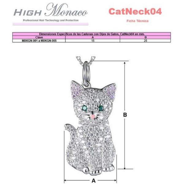 Cadenas de gatos MXKGN-001 1Pza Silver Cat Plata Cadena y Dije, CatNeck04