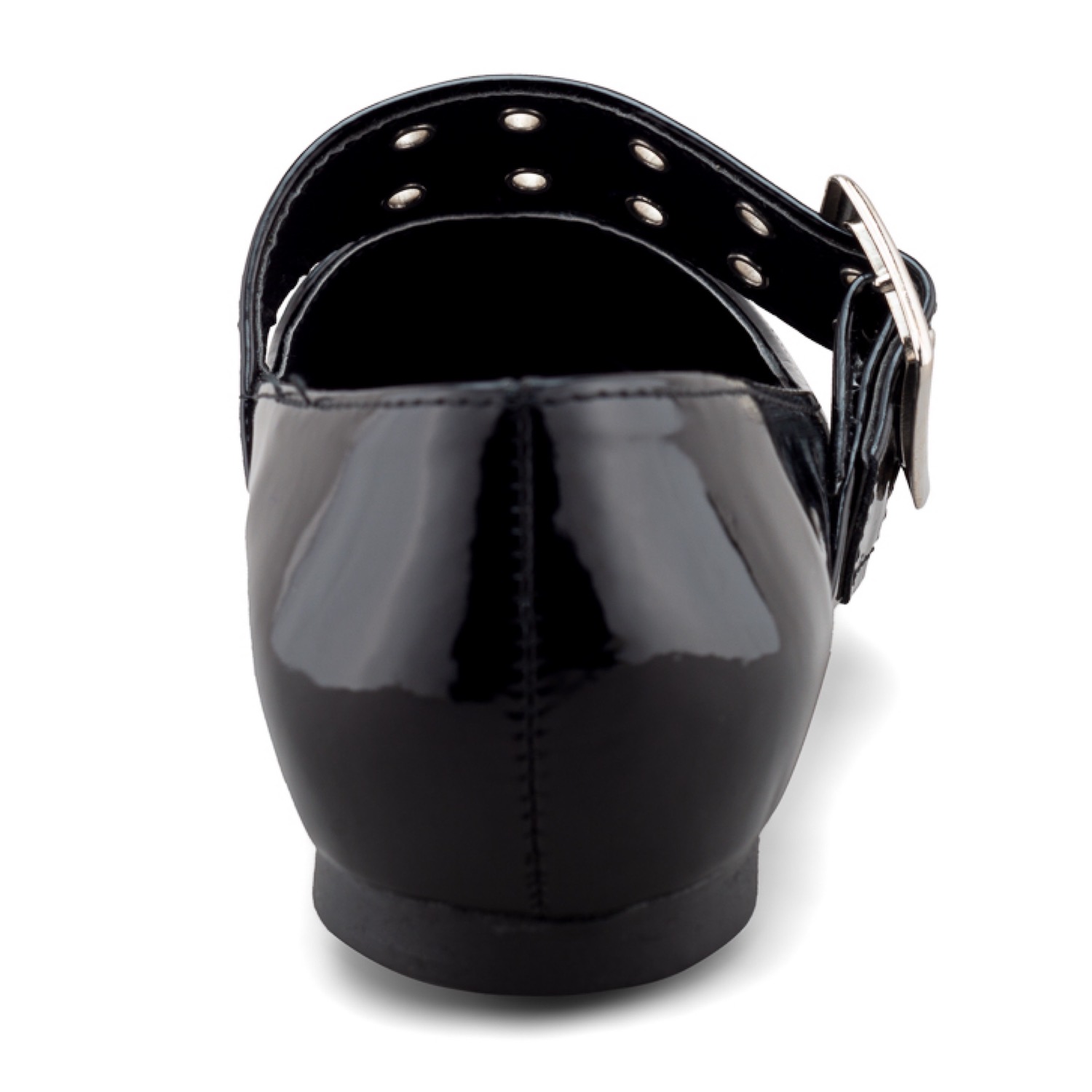 Zapato Flat de Charol Negro para Mujer con Correa