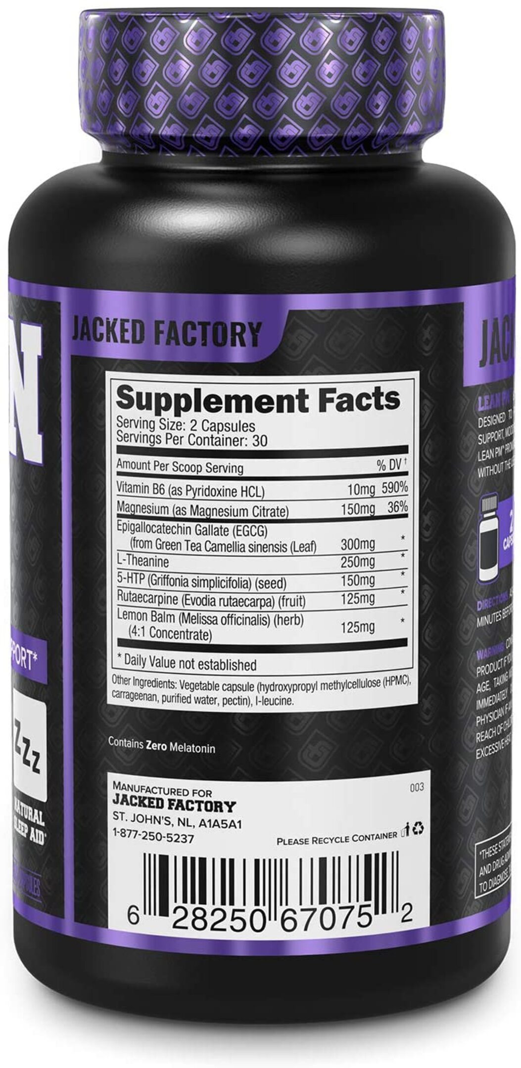 LEAN PM Fat Burner And Sleep Support 60 cap - Quemador de grasa y ayuda para dormir nocturno 