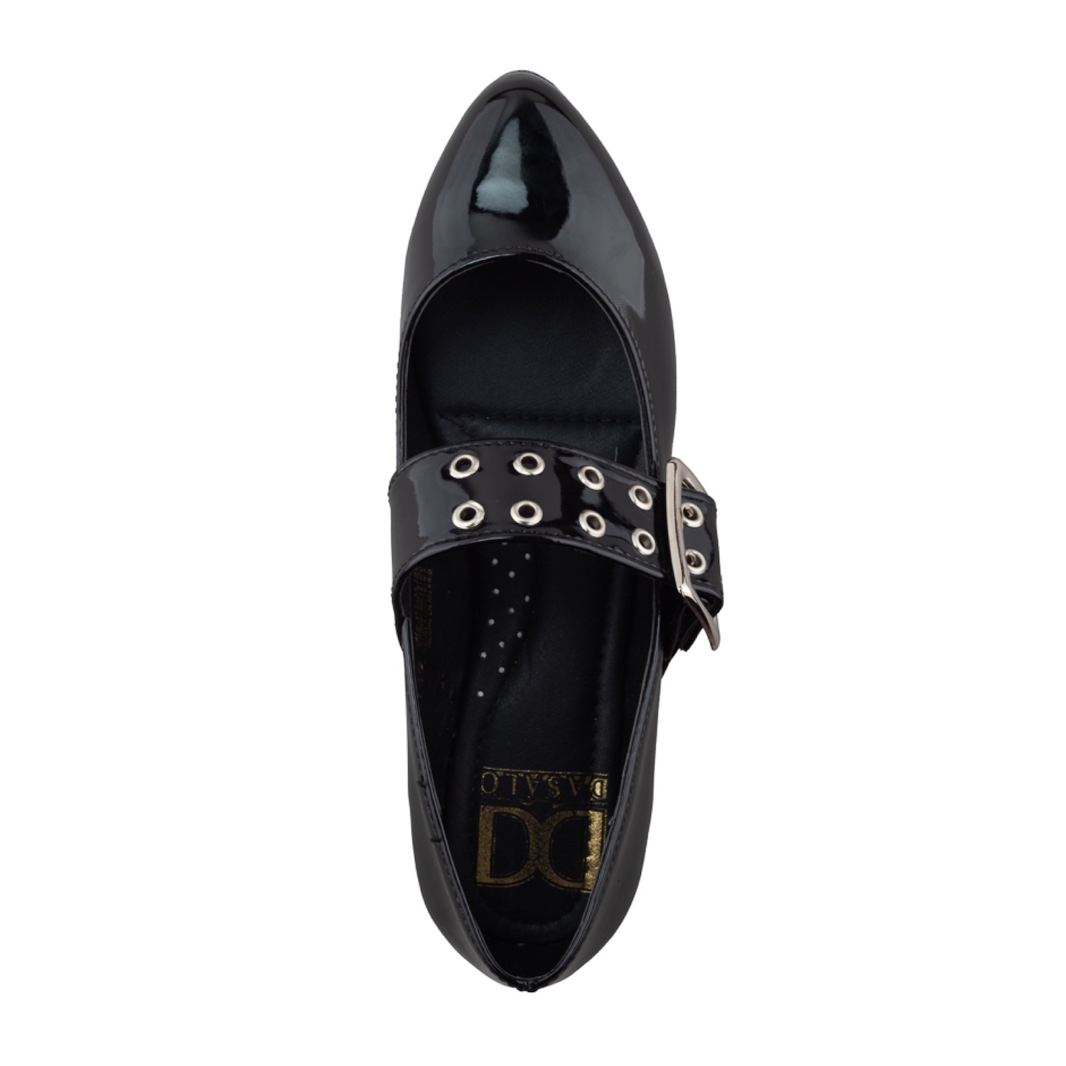 Zapato Flat de Charol Negro para Mujer con Correa