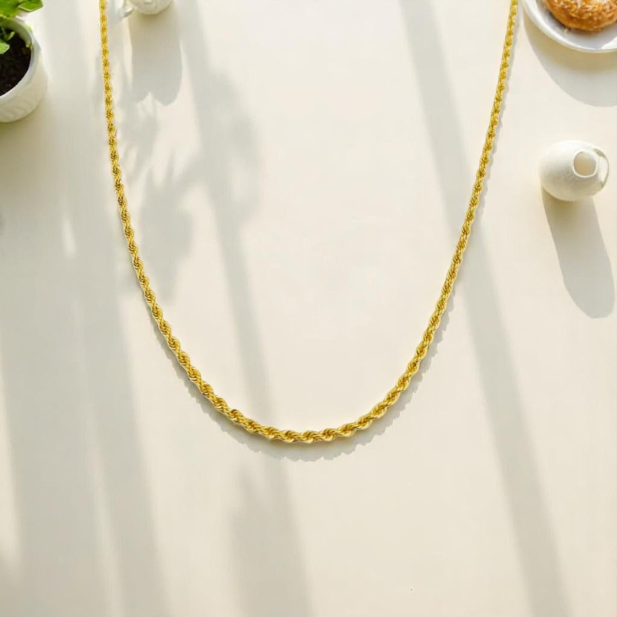 Cadena Estilo Torzal  1 Mm x  45 cm Oro 14k + Obsequio 