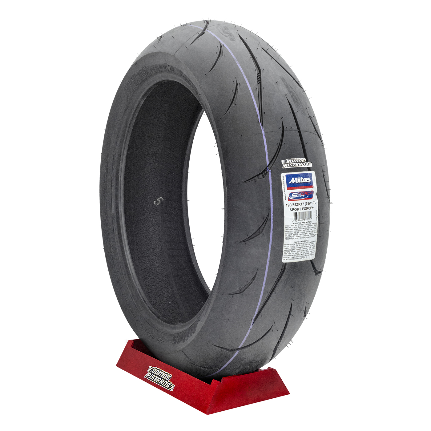 Pneu Moto Mitas Sport Force + RS 190/55 R17 75W - Arrière, Radial, Pour Sport Et Route